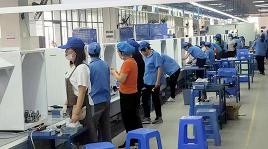 生產實況！金環電器開展客戶TCL滾筒衣服烘干機生產